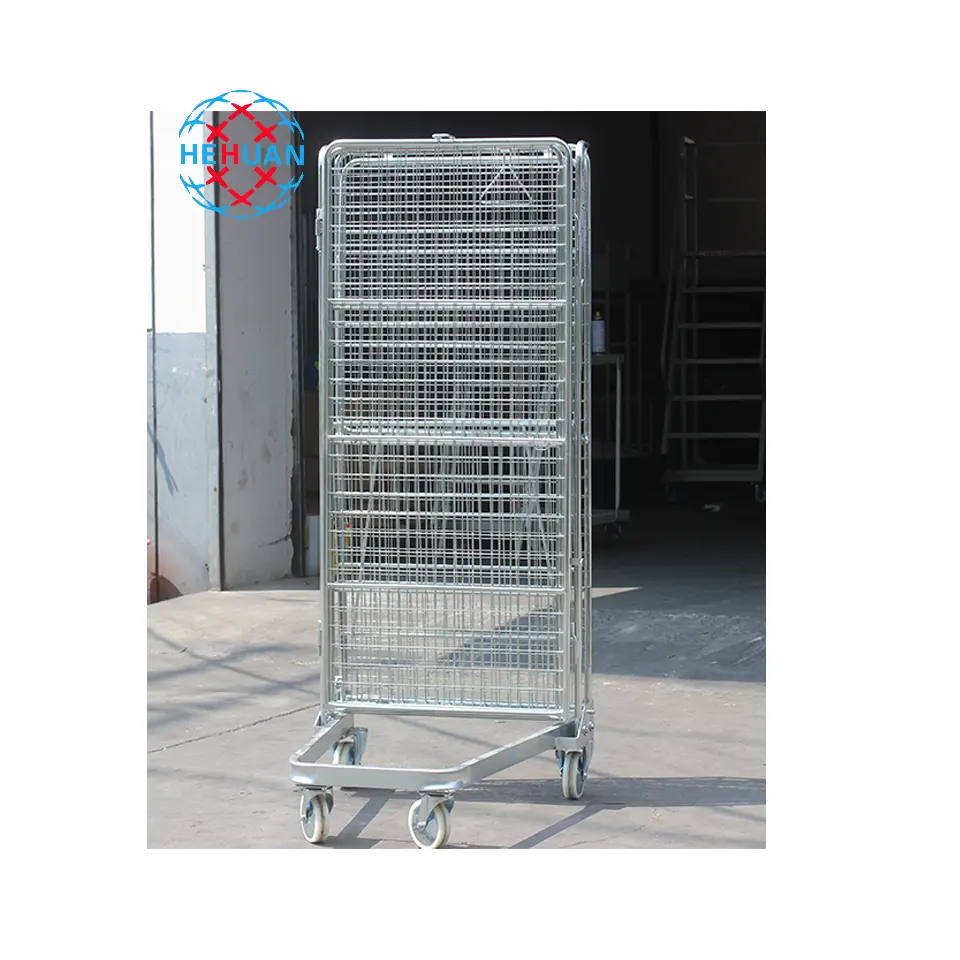 Centralized Procurement Available Small Gird Galvanized Detachable Roll Container Logistics Trolley
