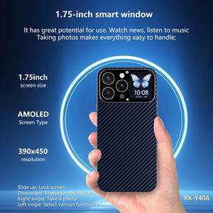 Étui de téléphone ultra-fin en fibre de carbone avec écran intelligent magnétique RK-Y40A à miroir d'écran, avec affichage météo, à faire soi-même - Product Image 3