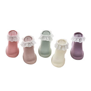 Calcetines de encaje con suela de goma suave para bebé, calcetín antideslizante, transpirable, de algodón, princesa - Product Image 1