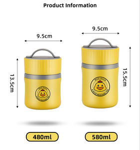 Venta al por mayor LXM136 Taza de desayuno para estudiantes de acero inoxidable amarilla pequeña, fácil de limpiar, lonchera térmica para sopa - Product Image 4