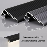 Profilé LED antidérapant en aluminium pour escalier, étanche, avec bande lumineuse rigide rétroéclairée pour marches et plinthes d'escalier