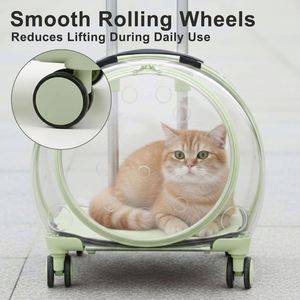 Hard Wheels Rolling Cat Travel With Telescoping Handle <b>Pet</b> <b>Carrier</b> for Cats Dogs Promotion Gift - Product Image 4