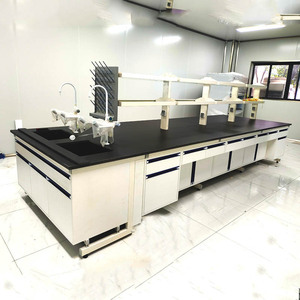 Laboratory Workbench Steel Epoxy Surface <b>6</b> <b>Drawers</b> Industrial Design For School Use - Product Image 1