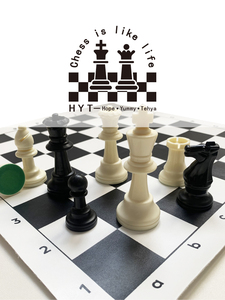 便携式国际象棋套装 儿童国际象棋时钟 棋子高6.5厘米 34厘米 绿白格纹棋盘 单棋盘版 说明书 - Product Image 2