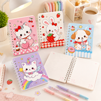 Carnet à spirales personnalisé mignon motif chat kawaii, couverture en carton couché, impression numérique du logo, idéal pour les cadeaux scolaires