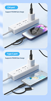 Cable de carga múltiple de tipo C y L, 1 m, 2 en 1, para IPhones 14 /iPad/teléfonos Android/Samsung/Sony,/Huawei/PS4