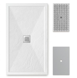 Receveur de <span class=keywords><strong>douche</strong></span> moderne blanc en <span class=keywords><strong>résine</strong></span> de pierre pré-coulée avec texture ardoise pour l'Amérique - Product Image 2