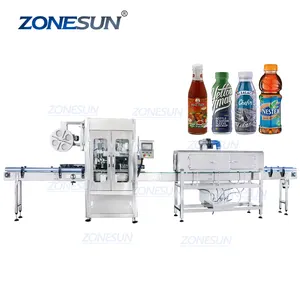 ZONESUN ZS-STB150L PVC Stretch Automatische Wasser flasche Sleeving und Schrumpfen Etikett ier maschine für Aerosol dosen