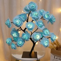 Lámpara de Mesa con Luces LED en Forma de Rosas, Cadena de Luces Nocturnas USB para Niñas, Amantes, Fiestas, Camping, Decoración de Verano