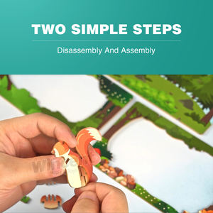 <span class=keywords><strong>Wincent</strong></span> Design Original 3D Puzzle en bois Style bois Animal Mini papier théâtre assemblage facile jouet éducatif cadeau pour les enfants - Product Image 3