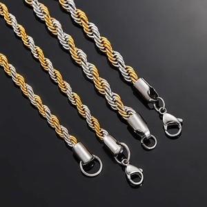 Chaîne en acier inoxydable torsadée couleur or/argent pour homme, largeur 2,3 mm/3 mm/4 mm/5 mm/6 mm, longueur 16 à 30 pouces - Product Image 4