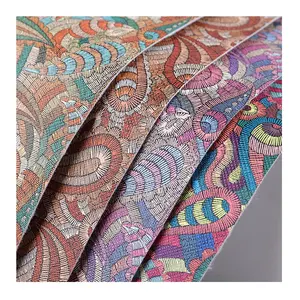 Ethnic Style Paisley Printing PVC Synthetic Leather For Shoes Handbag Upholstery