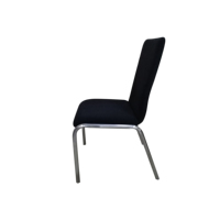 Chaise d'appoint de bureau commerciale moderne empilable pour salle de réunion, en tissu noir et acier inoxydable, sans accoudoirs, avec pieds
