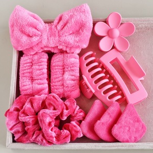 12個セット ファッション洗面用具セット ツイストバブル洗顔ヘアバンド リボン付き伸縮性ヘアバンド クロークリップ ゴムバンド 女性用ギフトセット - Product Image 1