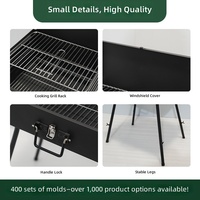 Barbecue pliant carré moderne de petite taille avec revêtement nano, portable, style américain, pour l'extérieur