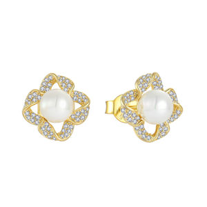 Boucles d'oreilles en argent sterling 925 YILUN, plaquées or, avec perles, bijoux pour femmes, boucles d'oreilles à perles - Product Image 1