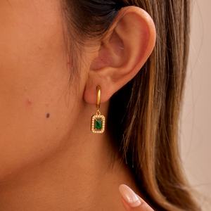 أطقم مجوهرات نسائية راقية من الفولاذ المقاوم للصدأ مع حلقات متدلية وقلادات، مرصعة بالزركون الوردي والأخضر والأبيض، لا تفقد بريقها - Product Image 3