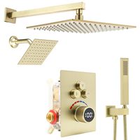 Robinet thermostatique numérique moderne en laiton à double tête, système de douche pluie, cartouche céramique, fixation murale souple pour villa et hôtel