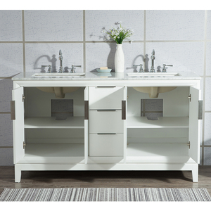 Fabbrica bianca di lusso dell'armadietto della mobilia del <span class=keywords><strong>bagno</strong></span> di vendita calda diretta con la gamba - Product Image 3