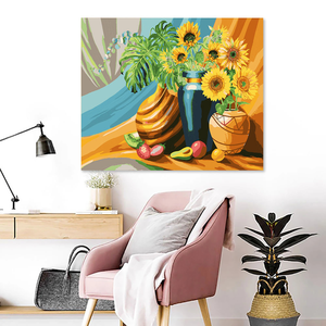 Pittura per numero per kit per adulti disegno di <span class=keywords><strong>girasole</strong></span> con numeri su tela immagine per la decorazione domestica 40 x5 0cm/16x20 pollici - Product Image 3