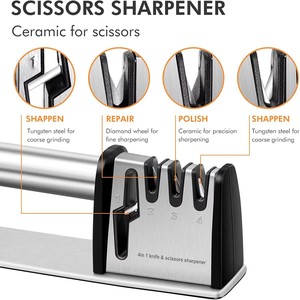 Wooden <strong>Knife</strong> <strong>Sharpener</strong> 4 in 1 Kitchen Blade and <strong>Scissor</strong> Sharpening Tool Professional Chef's Kitchen <strong>Knife</strong> Accessories - Product Image 4