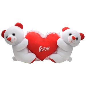 Ours en peluche de couple de saint-valentin tenant le cœur rouge <span class=keywords><strong>jouet</strong></span> en peluche ours en peluche blanc avec coeur rouge brodé sur la poitrine - Product Image 1