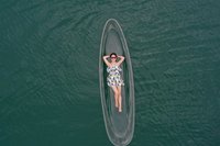 Kayak en Verre Transparent Bateau Océan Fond Clair Kayak Double Transparent Pêche Canoë 2 Personnes