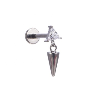 Piercing de Titanio ASTM F136 Fuxuan con Rosca Interna para Labret y <span class=keywords><strong>Tragus</strong></span>, con Cadena Colgante, Piercing Corporal de Titanio - Product Image 3