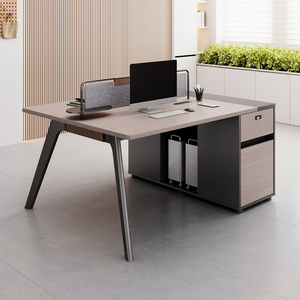 Poste de travail de bureau moderne haut de gamme OEM, organisateur de dossiers en bois, table de bureau modulaire extensible 2 places - Product Image 6