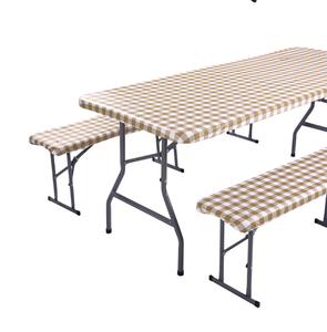 Juego <span class=keywords><strong>de</strong></span> Cubiertas <span class=keywords><strong>de</strong></span> Mesa <span class=keywords><strong>de</strong></span> PEVA con Reverso <span class=keywords><strong>de</strong></span> Franela <span class=keywords><strong>de</strong></span> 6 Pies, Diseño a Cuadros Impreso a Color Personalizado, Ecológico, Impermeable, Antideslizante y Elástico para Exteriores - Product Image 6