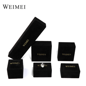 Luxury Engagement Wedding Ring Necklace Bracelet <b>Gift</b> Jewelry Packaging logo Black Velvet Jewelry <b>Boxes</b> - Product Image 2