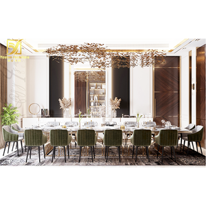 اضافية كبيرة غرفة الطعام مستطيل الفولاذ المقاوم للصدأ الحقيقي الرخام منضدة طعام حديثة 12 الكراسي - Product Image 2