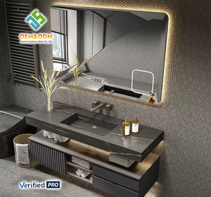 <span class=keywords><strong>Mobile</strong></span> <span class=keywords><strong>Bagno</strong></span> Moderno 2026OEM Juerte in Legno Massello Nero con Lavabo Curvo, Rubinetto e Specchio LED, Montaggio a Parete per Camera da Letto - Product Image 5