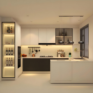 Armoire de cuisine laquée haute brillance de haute qualité à bas <span class=keywords><strong>prix</strong></span>, sans poignée, au design moderne avec îlot - Product Image 2