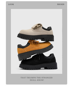 Bottes pour hommes en <span class=keywords><strong>camel</strong></span> à col rabattable, bottes à plateforme à lacets, chaussures confortables antidérapantes pour un usage quotidien et en extérieur - Product Image 3