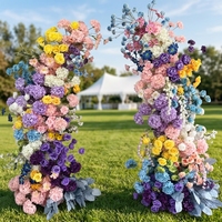 Pilar Bunga Artifisial MOQ Rendah, Mawar Sutra Hydrangea untuk Latar Belakang Pernikahan, Photo Booth, Pesta, Dekorasi Ornamen Natal