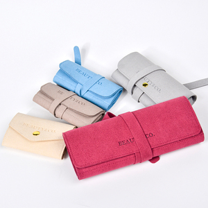 Custom Logo Foldable Mini Microfiber Jewelry Container Organizer Storage <b>Pouch</b> for Earrings Foldable Packaging for Mini Jewelry - Product Image 5