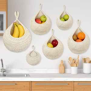 Wholesale Hand-Woven Organizer Set Natural Material Handmade Wall Hanging <strong>Storage</strong> <strong>Baskets</strong> for Kitchen Home Decor - Product Image 3