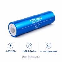 Sel Baterai Lithium Titanate Yinlong 2.3V 9Ah LTO 32140, Pengisian Cepat 5C, 16000 Siklus untuk EV, UPS, ESS