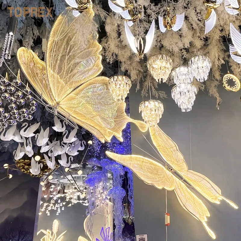 Enchanteur scène mariage décoration grand LED papillon accessoires fêtes et lumières papillon suspension lampe pour décorer célébration