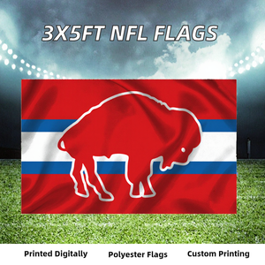 Drapeau <span class=keywords><strong>NFL</strong></span> personnalisé à double impression 1 couche 3x5 pieds, livraison rapide, avec motif ancien pour les Buffalo Bills, pour utilisation en assurance automobile - Product Image 2