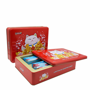 Benutzer definierte Luxus Keks Geschenk Lebensmittel Cookie Tin Box Verpackung Sweet Cookie Tin Verpackungs box mit geprägtem Deckel