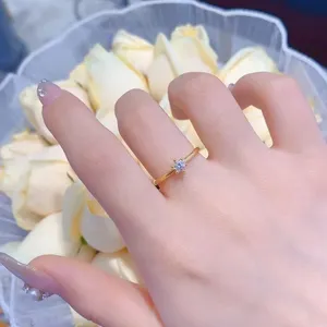 Anel de noivado de casamento feminino Moissanite diamante 3,5 mm joias de ouro 18K 5D anéis de ouro ocos