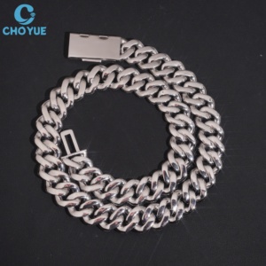 Collar de eslabones cubanos de plata de ley 925 maciza con moissanita, ancho personalizado, venta al por mayor mundial directa de fábrica para minoristas de joyería - Product Image 3