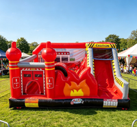 Château gonflable CE certifié en forme de caserne de pompiers avec toboggan, en PVC de qualité commerciale, idéal pour les fêtes d'enfants et la location commerciale
