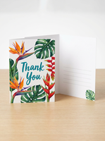 Cartes de remerciement personnalisées avec logo imprimé, motif floral tropical, avec enveloppes |   Cartes de vœux personnalisées en aquarelle botanique en gros