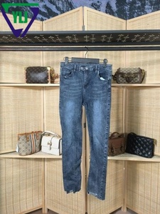 Venta al por mayor, pantalones vaqueros usados para mujer, cintura alta, azul oscuro, pantalones vaqueros de segunda mano para mujer en fardos - Product Image 3