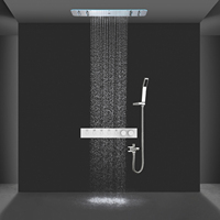 Système de douche de pluie encastré moderne avec jets d'eau multi-modes, robinets thermostatiques et douchette à main pour salle de bain