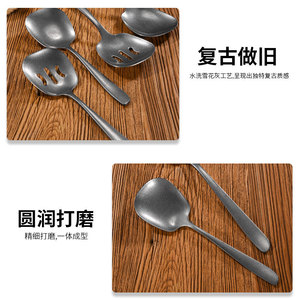 Vintage Stainless Steel Serving Spoon Set 304 Heavy Duty Restaurant Grade Solid Color 4 Pieces Cooking <b>Tool</b> - Product Image 4