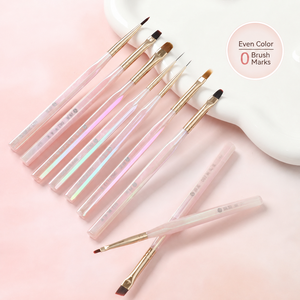 Ensemble de pinceaux à ongles hexagonaux en ABS nacrés, 9 tailles, poils durables, pour gel, peinture, liner et éventail, pour manucure en salon - Product Image 2